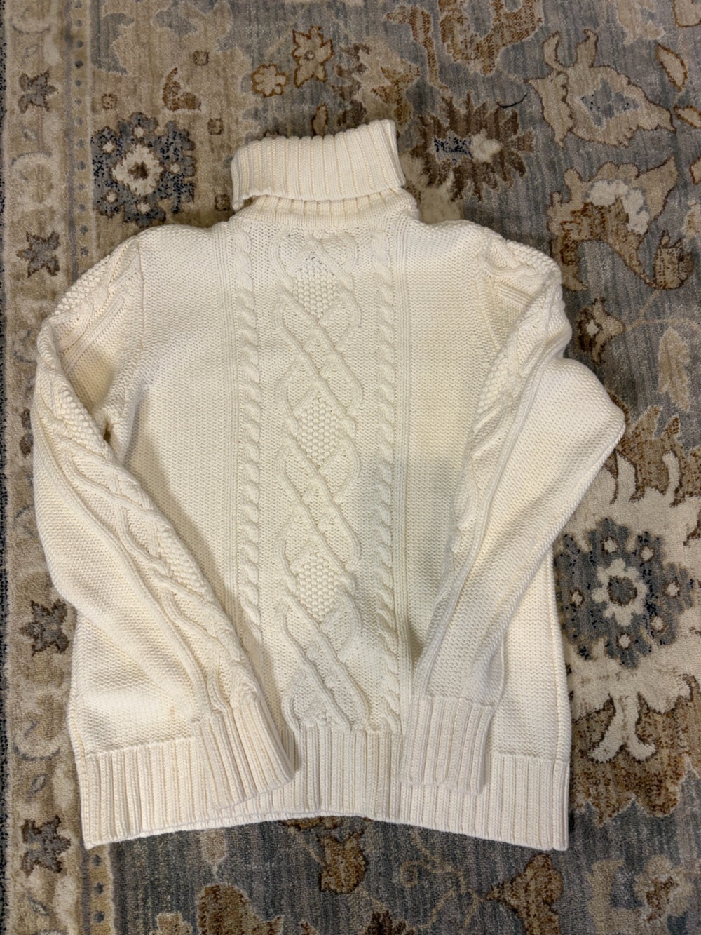 Eddie Bauer Cream Cable Knit Turtleneck Sweater